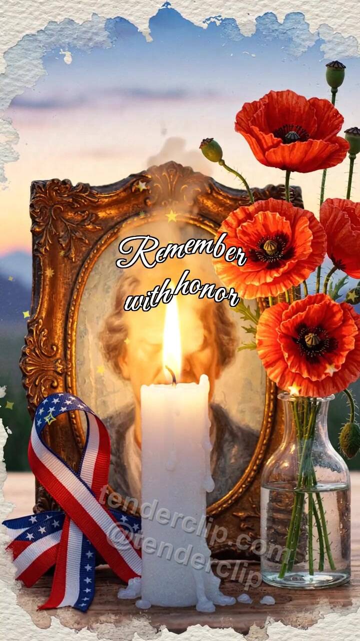 Animated greeting card about Remember with honor: candle shares warm light
