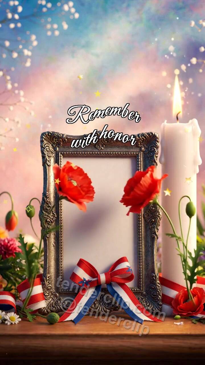 Animated greeting card about Remember with honor: two symbols meet