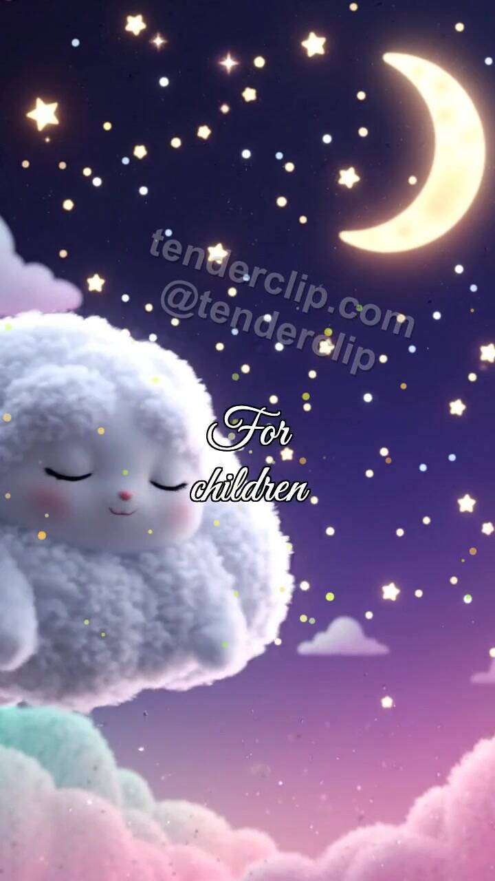 Animated greeting card about For children: sleepy cloud carries a star