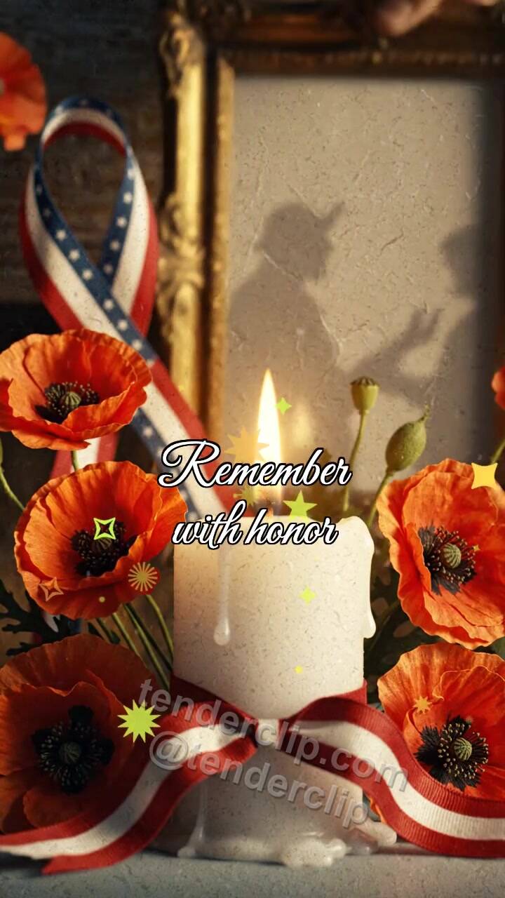 Animated greeting card about Remember with honor: final holiday reveal