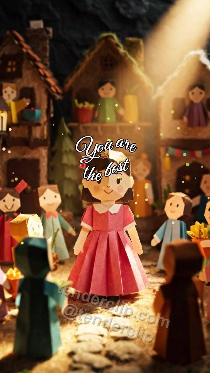 Animated greeting card about You are the best: light builds a crown