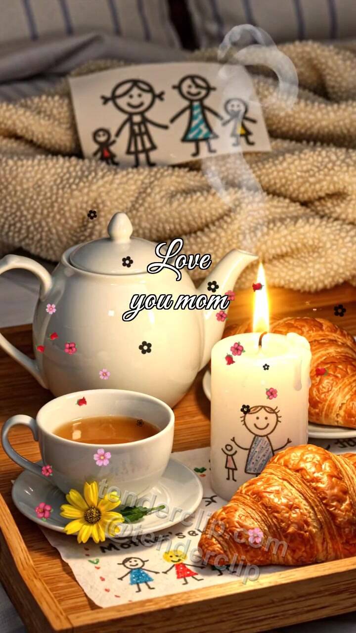 Animated greeting card about Love you mom: candle shares warm light