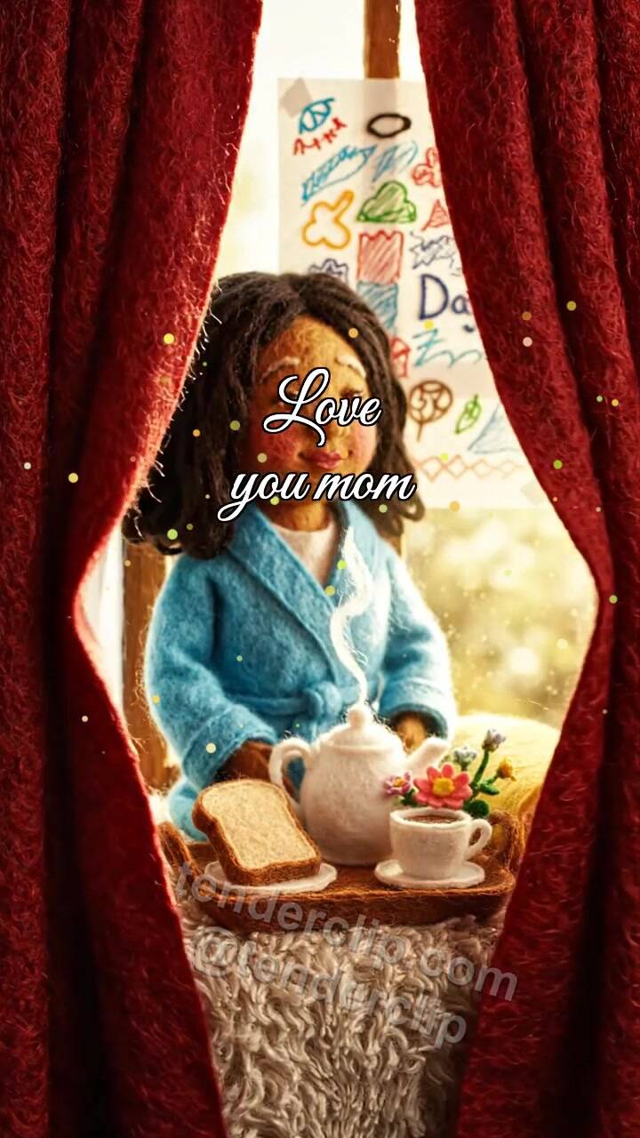 Animated greeting card about Love you mom: window reveals the holiday scene