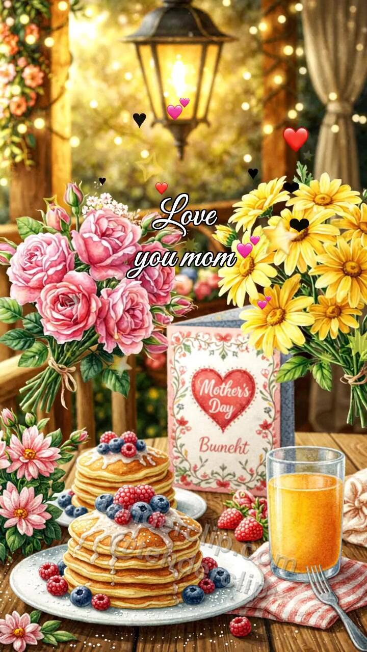 Animated greeting card about Love you mom: two symbols meet