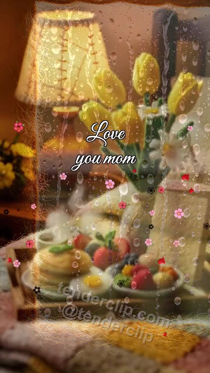 Animated greeting card about Love you mom: rain clears into warm light