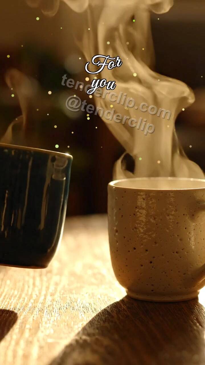 Animated greeting card about For you: two cups move closer