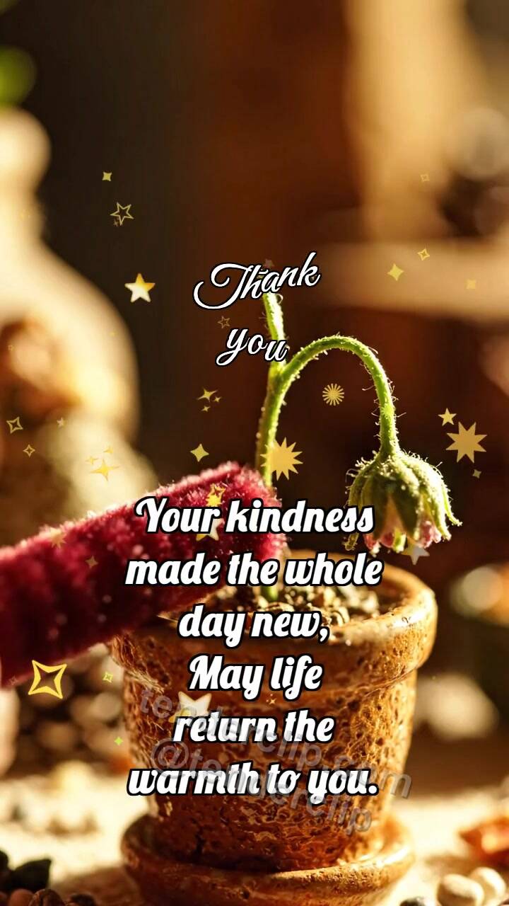 Animated greeting card about Thank you: Velvet Prop Holds Stem