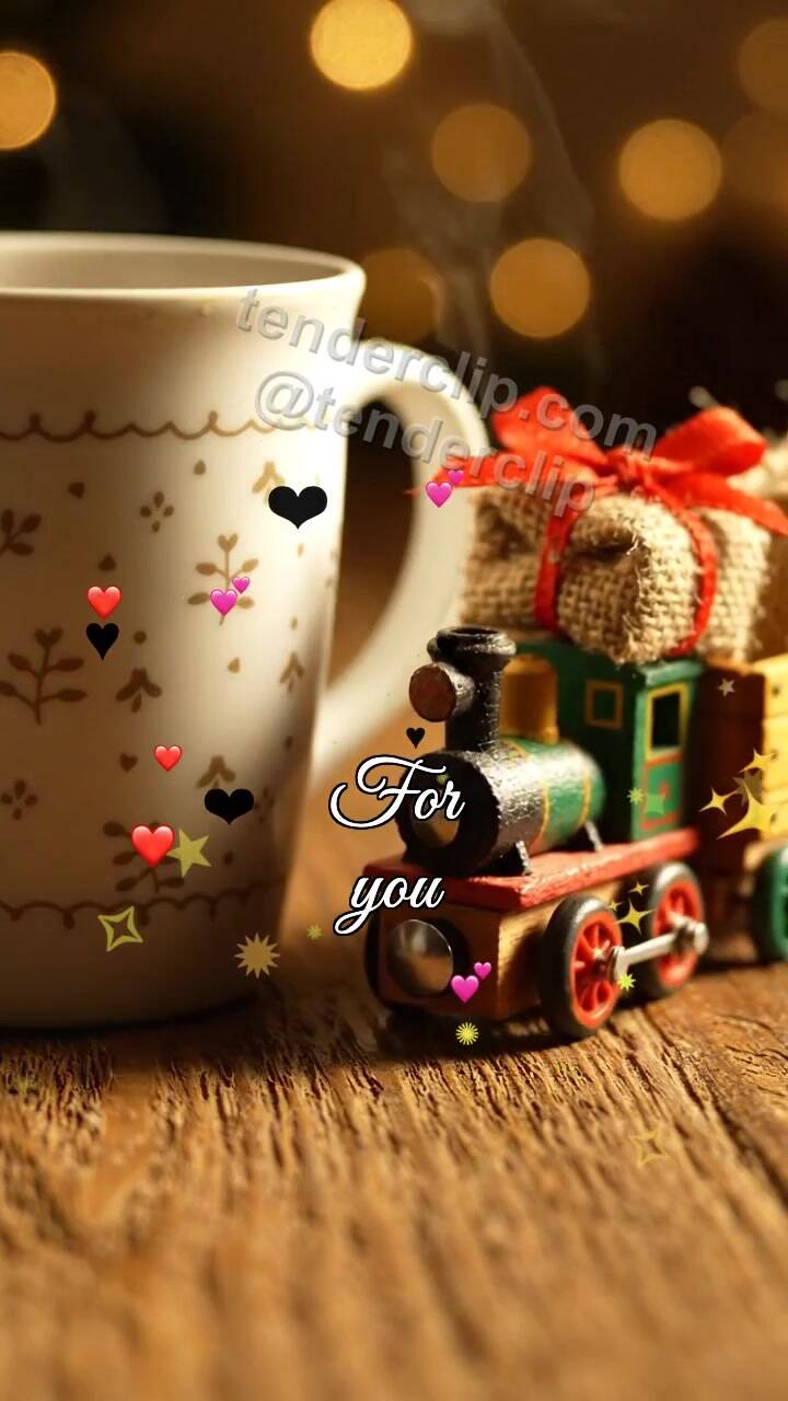 Animated greeting card about For you: toy train delivers a gift