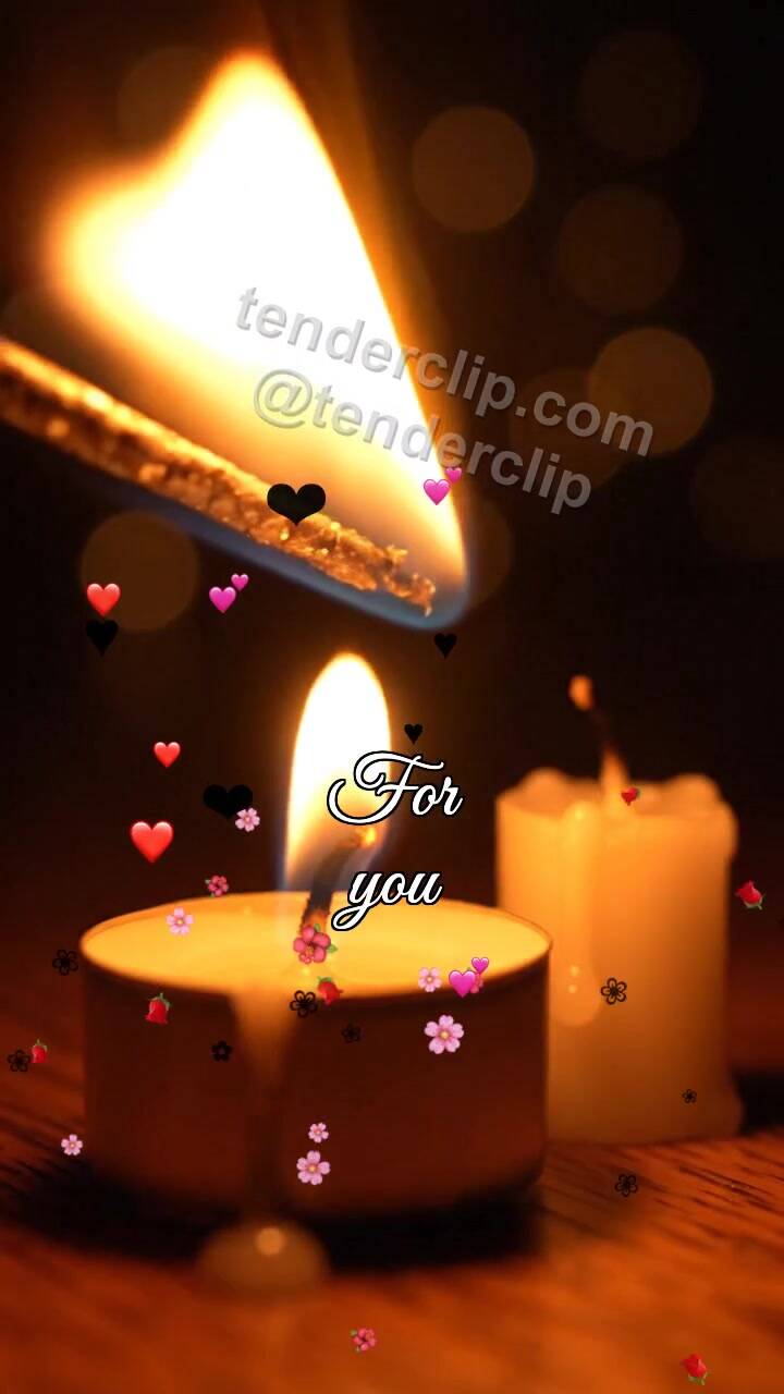 Animated greeting card about For you: candle shares a flame