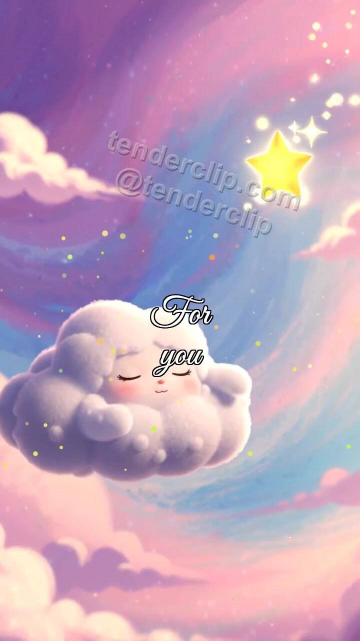 Animated greeting card about For you: sleepy cloud carries a star
