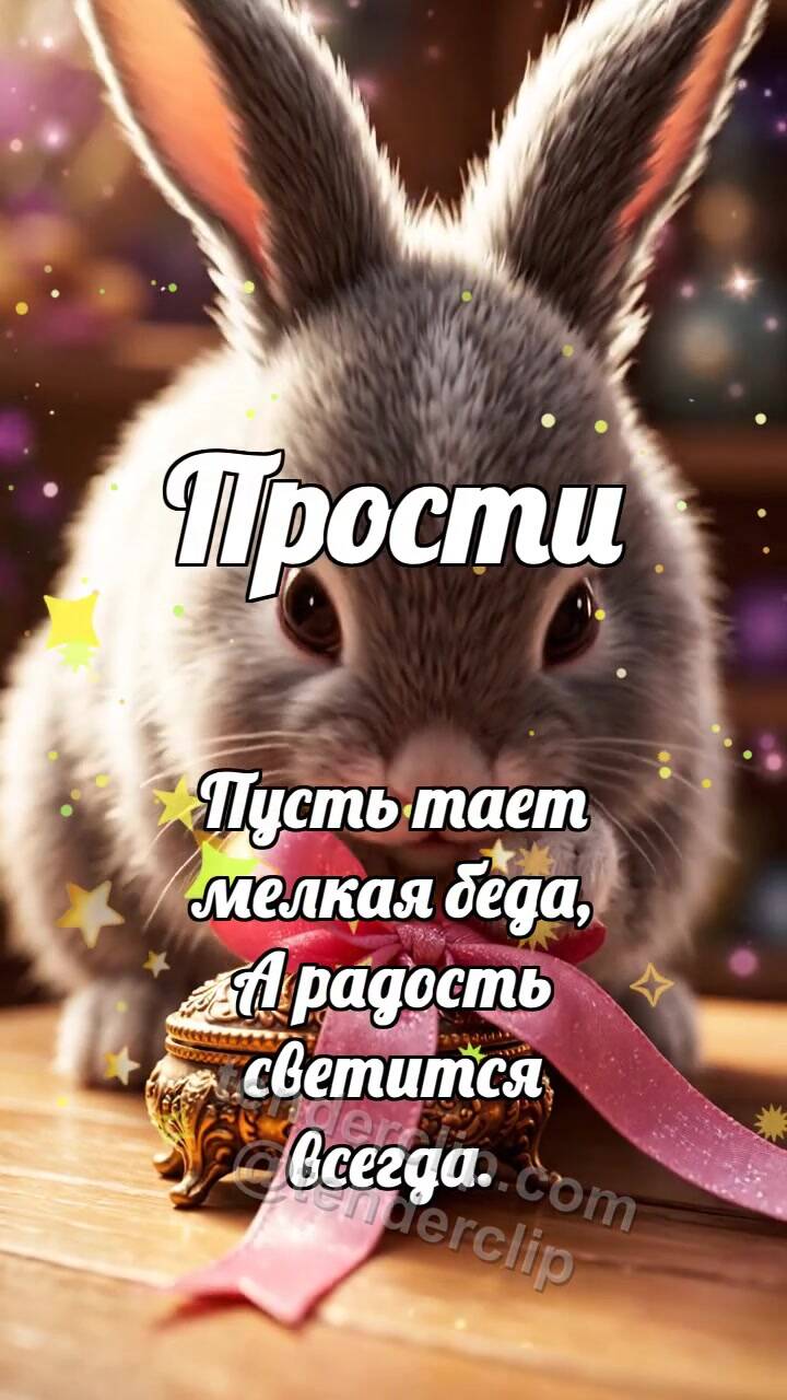 Анимационная открытка на тему Прости: Зайчик возвращает подарок