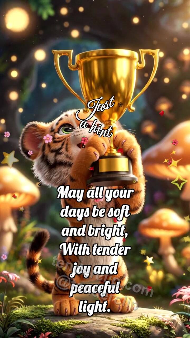 Animated greeting card about Just a hint: Tiger Cub Gets Trophy