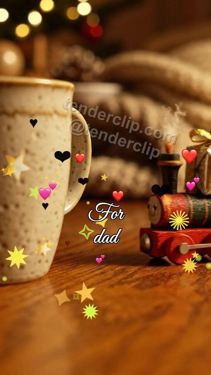 Animated greeting card about For dad: toy train delivers a gift