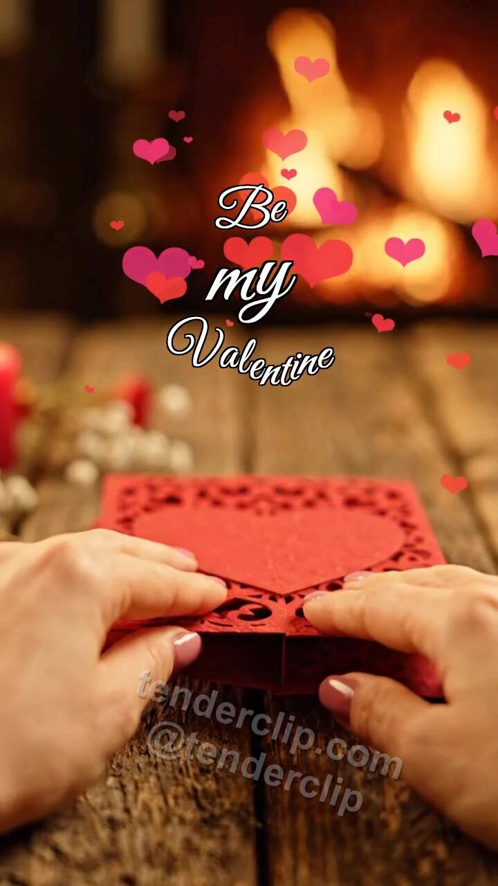 Animated greeting card about Be my Valentine: valentine card unfolds