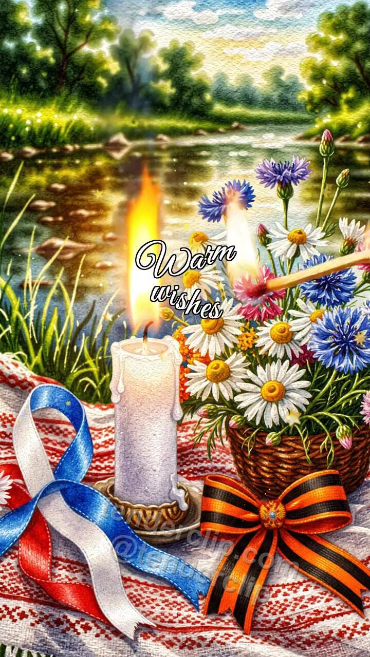 Animated greeting card about Warm wishes: candle shares warm light
