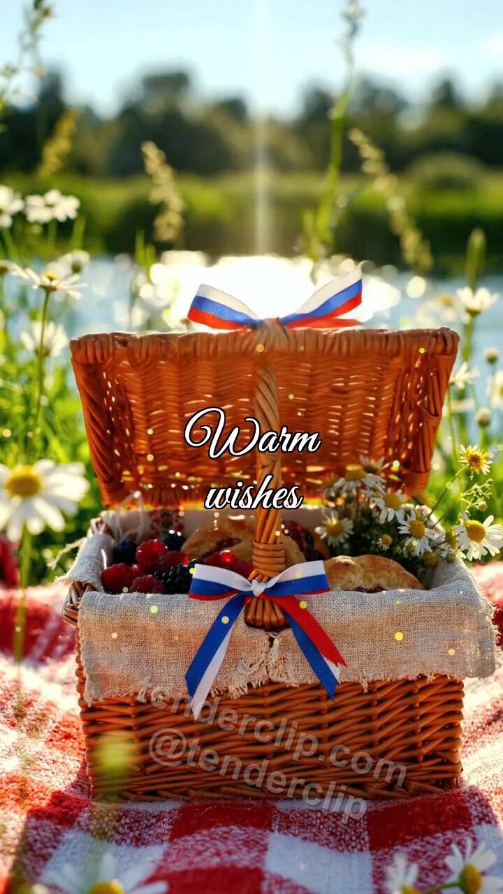 Animated greeting card about Warm wishes: basket opens carefully