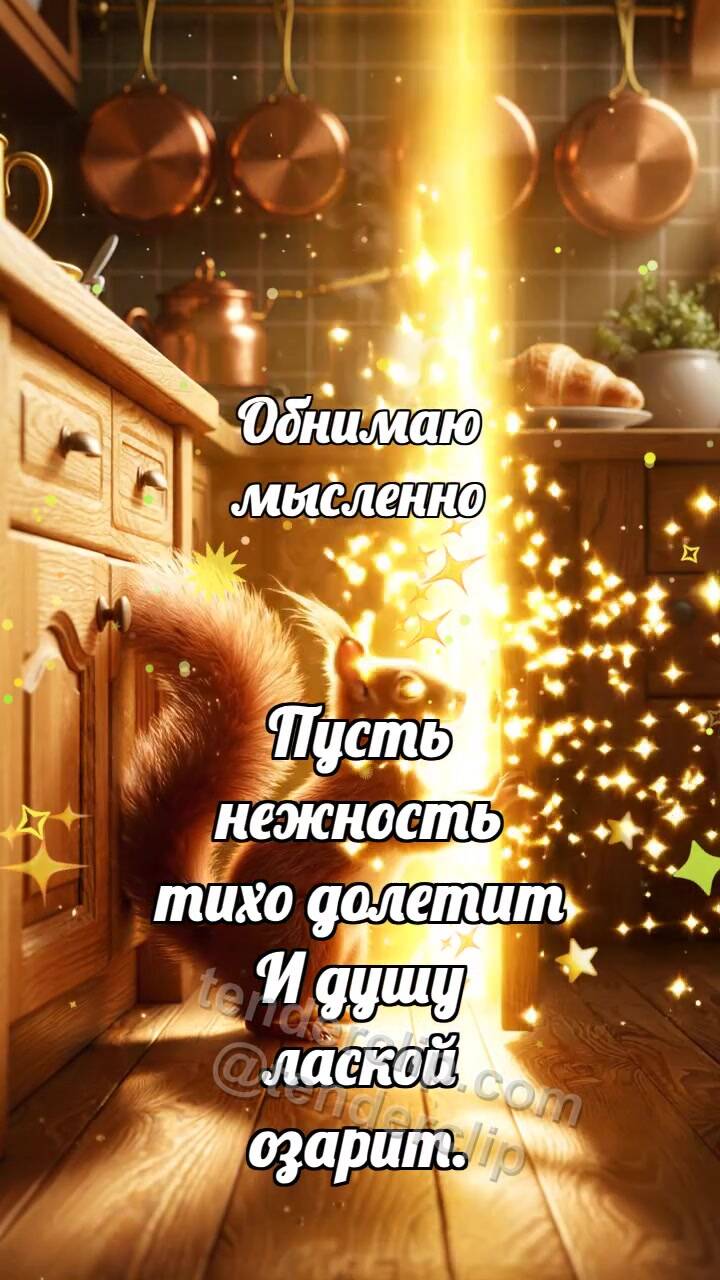 Анимационная открытка на тему Обнимаю мысленно: Белочка открывает шанс