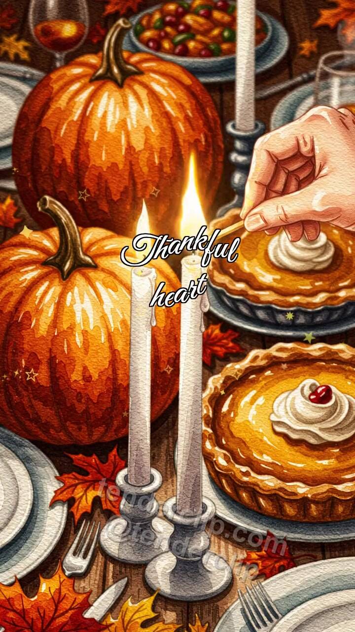 Animated greeting card about Thankful heart: candle shares warm light