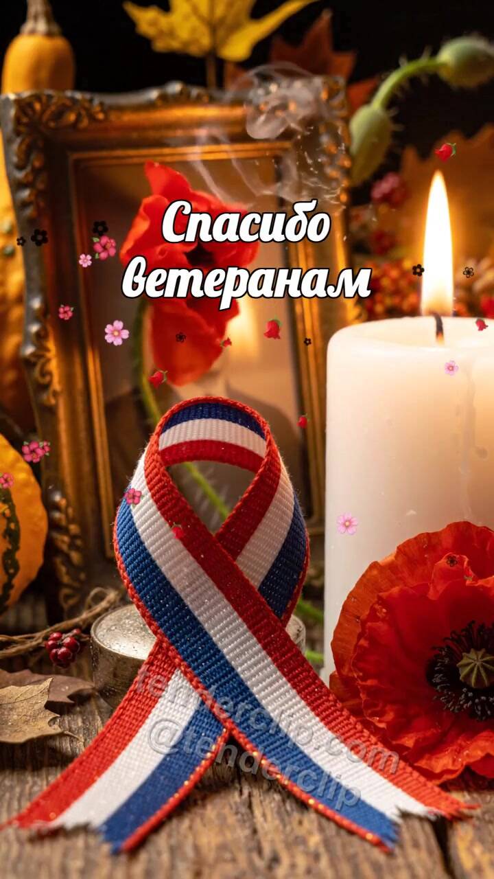Анимационная открытка на тему Спасибо ветеранам: лента оживает первым