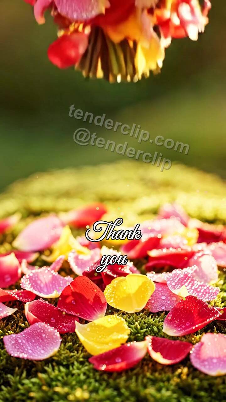 Animated greeting card about Thank you: Flower Petal Curtsy