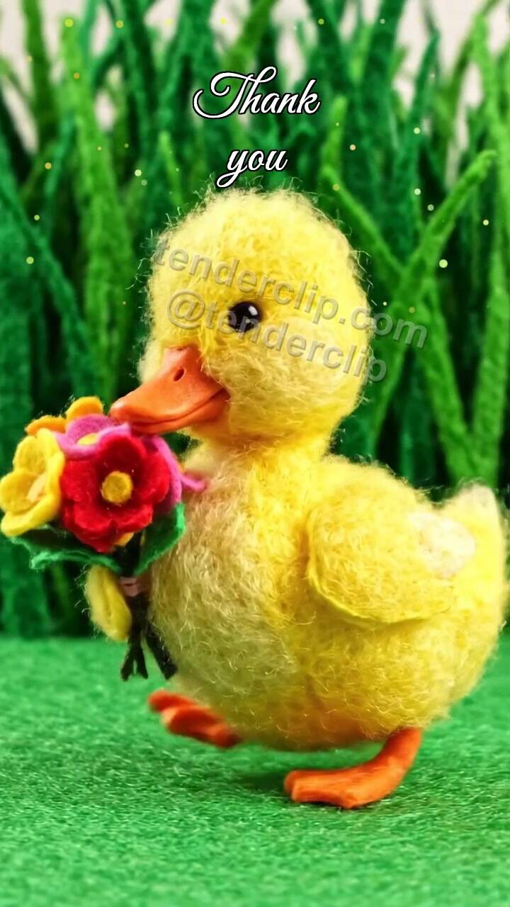 Animated greeting card about Thank you: Duckling Bouquet