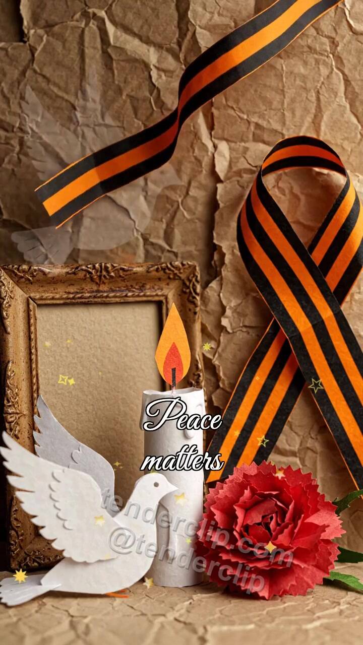 Animated greeting card about Peace matters: wind returns the symbol