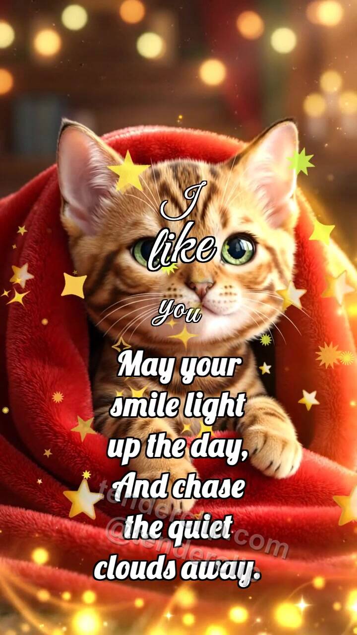 Animated greeting card about I like you: Kitten Under Blanket
