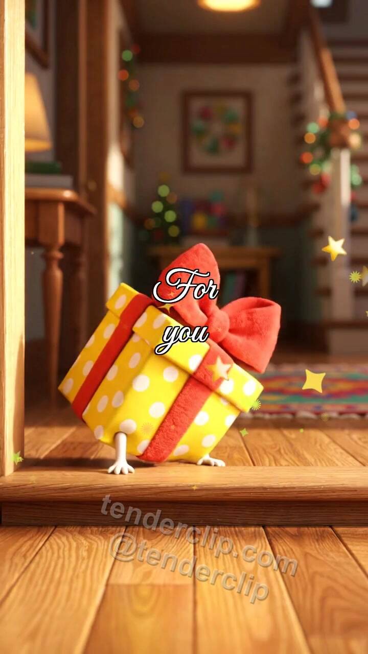 Animated greeting card about For you: package reaches the door