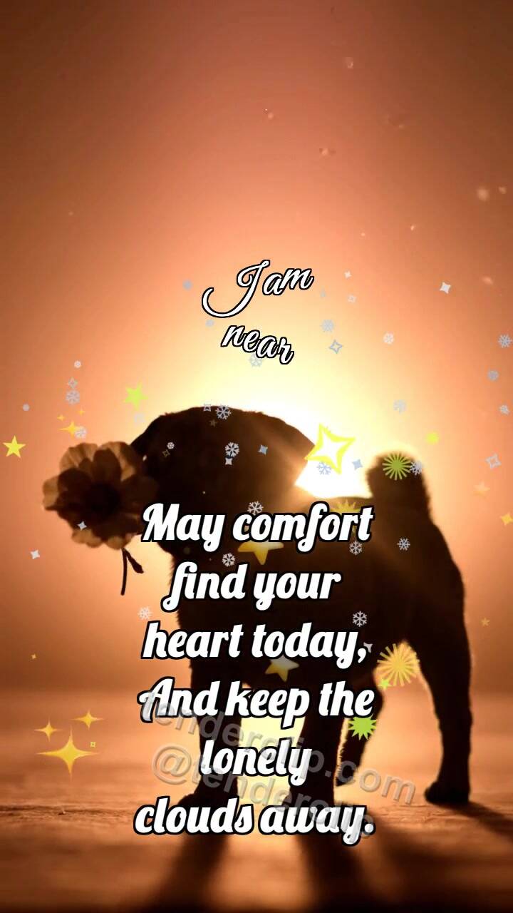 Animated greeting card about I am near: Puppy Carries Flower