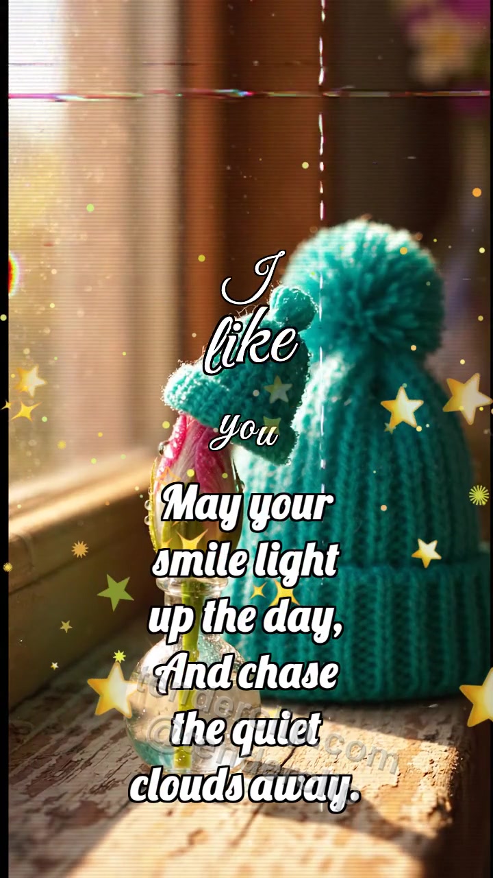 Animated greeting card about I like you: Turquoise Cap Nods Bud
