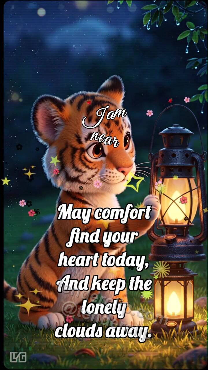 Animated greeting card about I am near: Tiger Cub Lights Second Lantern