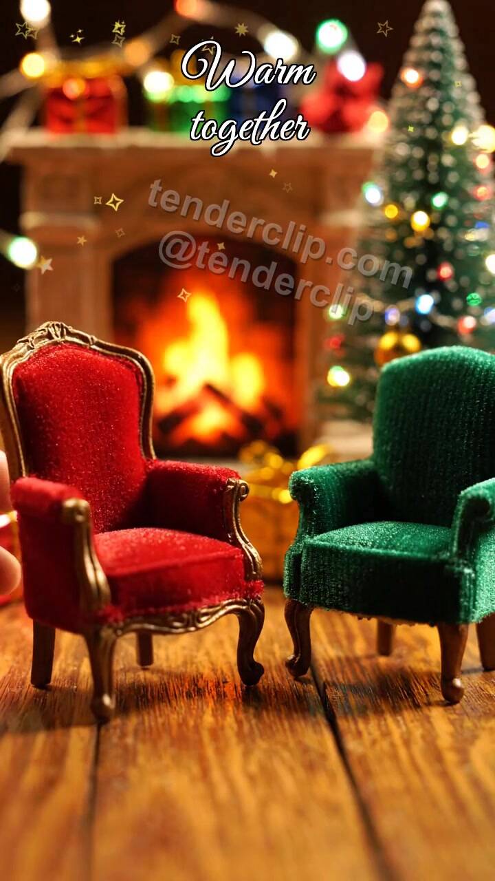 Animated greeting card about Warm together: tiny chair pulls closer