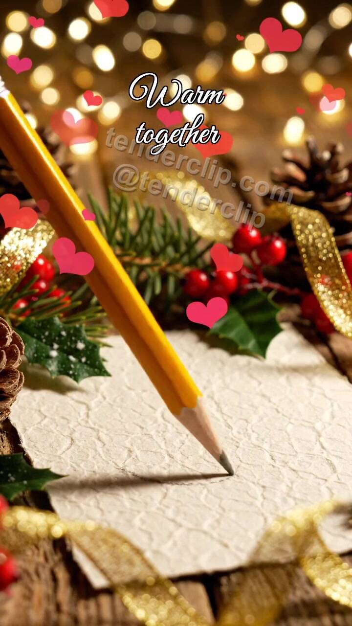 Animated greeting card about Warm together: pencil draws a heart path