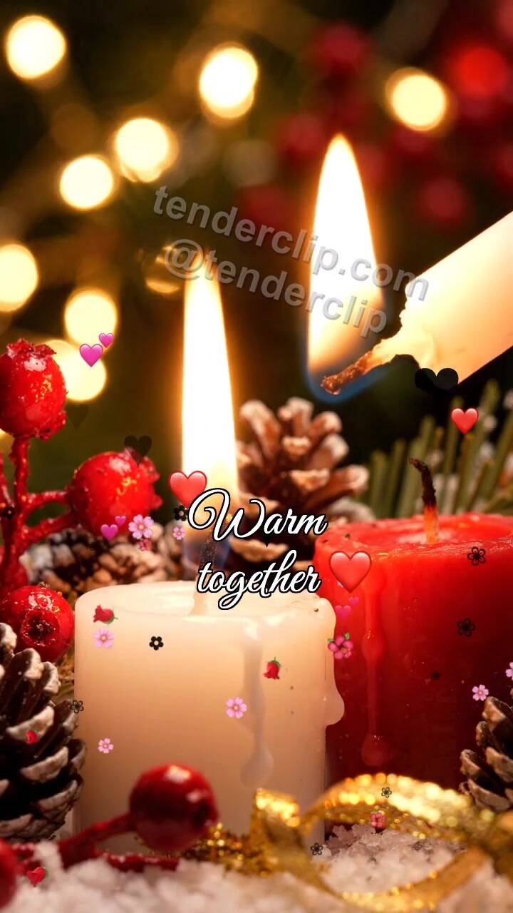 Animated greeting card about Warm together: candle shares a flame