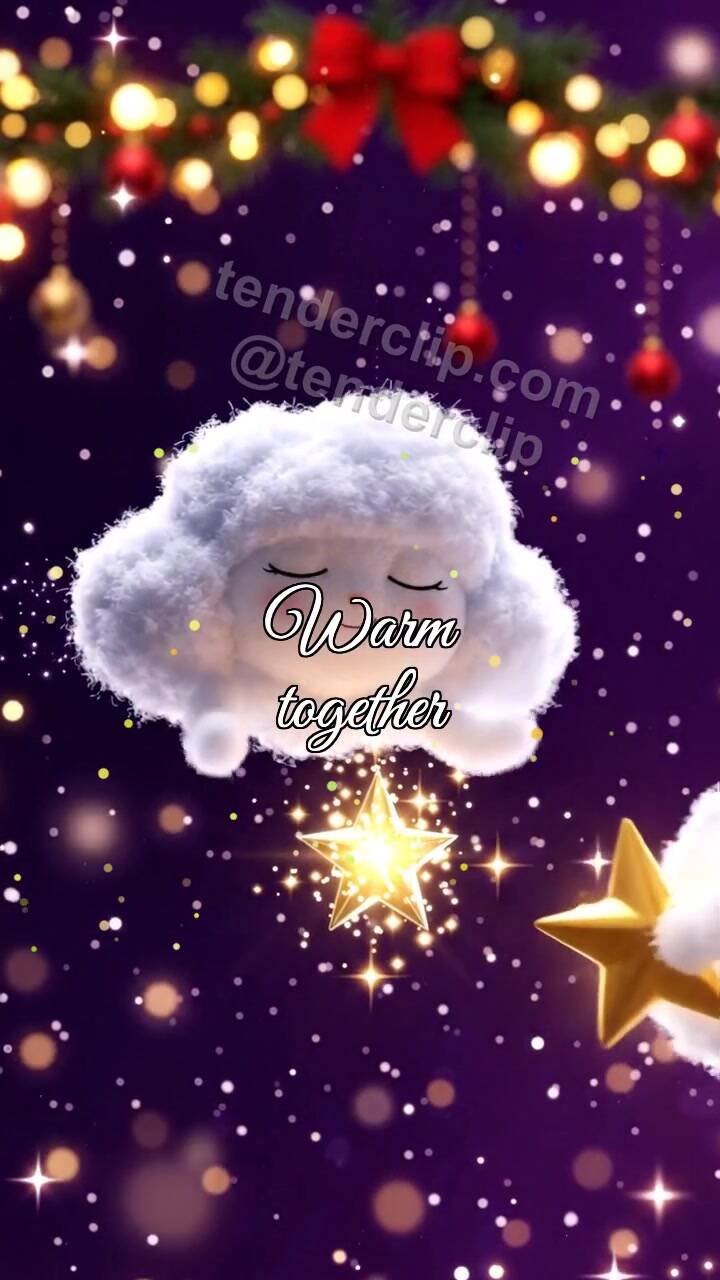 Animated greeting card about Warm together: sleepy cloud carries a star