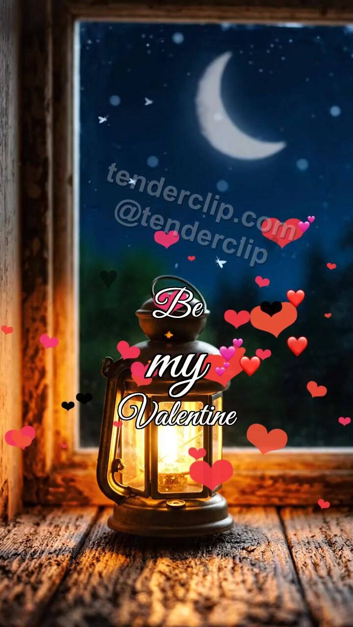 Animated greeting card about Be my Valentine: Moon Lantern Heart
