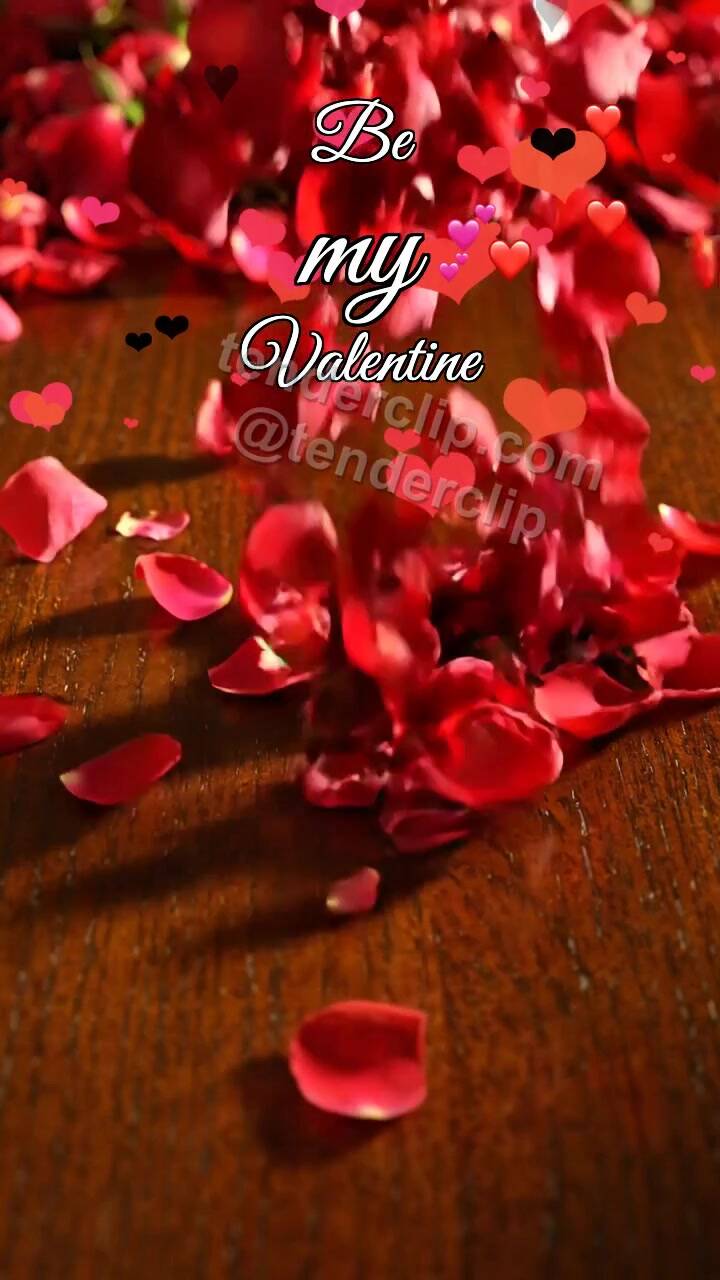Animated greeting card about Be my Valentine: Flower Petal Heart