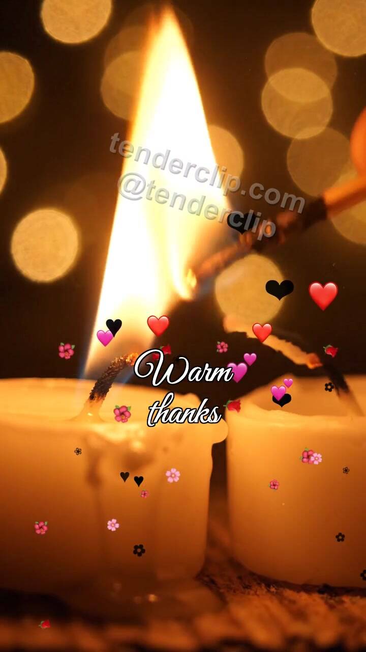 Animated greeting card about Warm thanks: candle shares a flame