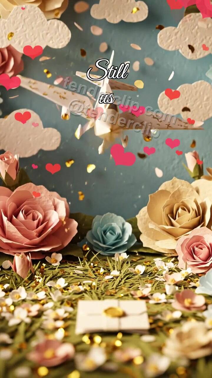Animated greeting card about Still us: paper plane brings a note