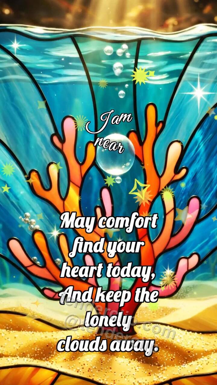 Animated greeting card about I am near: Coral Holds Bubble