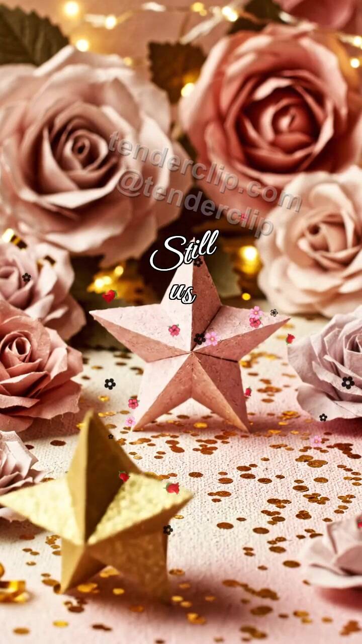 Animated greeting card about Still us: two paper stars help each other