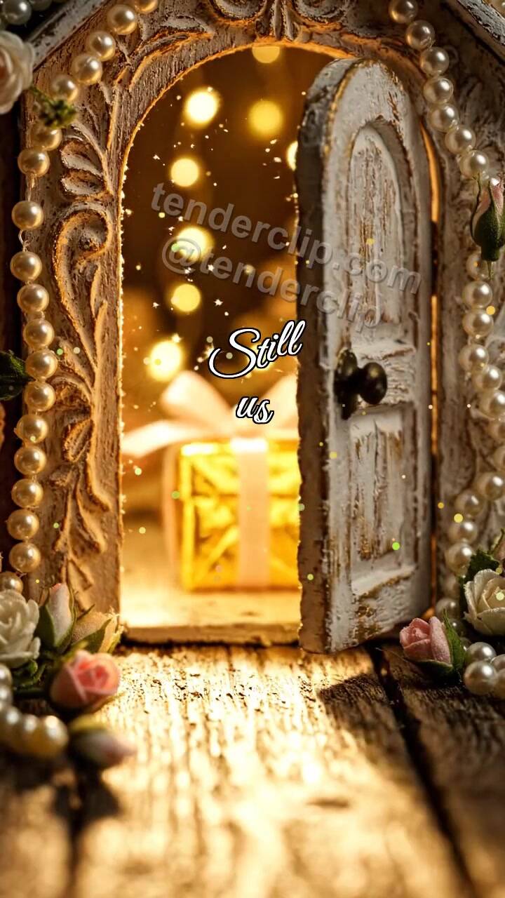 Animated greeting card about Still us: little door opens warm light