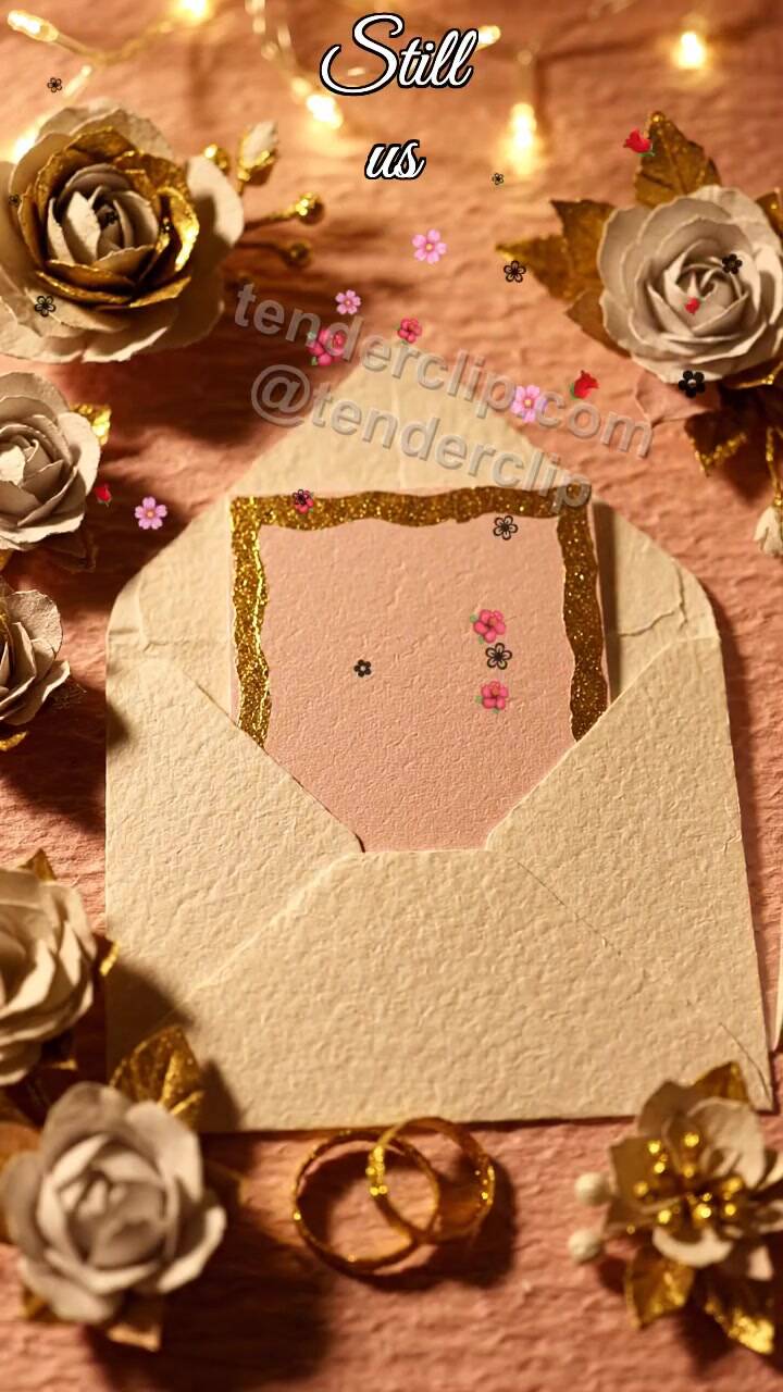 Animated greeting card about Still us: envelope hugs a card