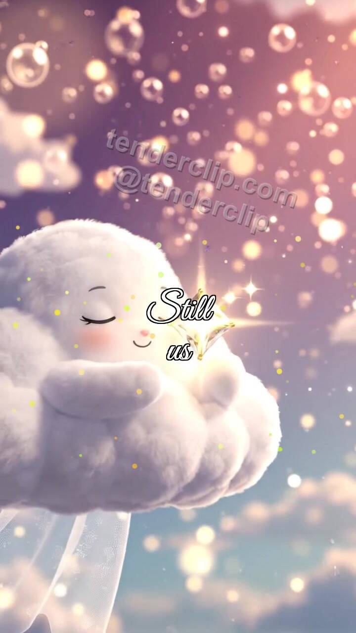 Animated greeting card about Still us: sleepy cloud carries a star