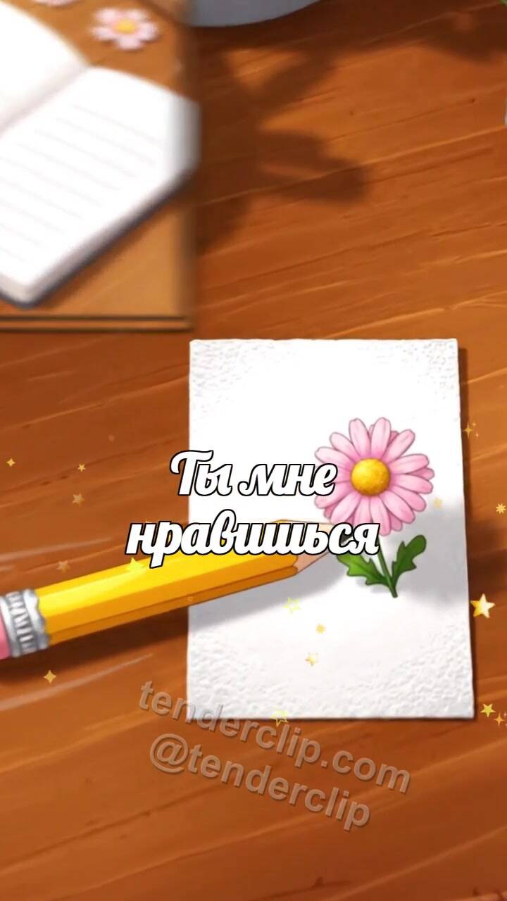 Анимационная открытка на тему Ты мне нравишься: карандаш не решается коснуться открытки