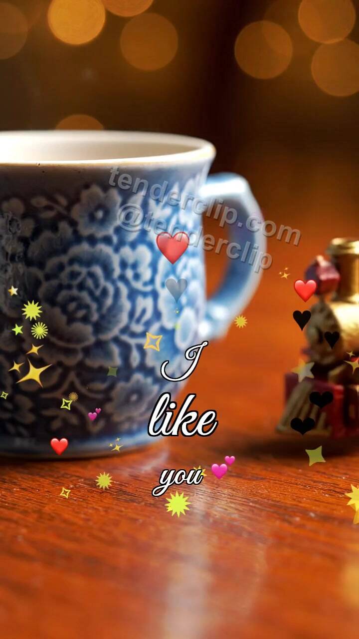 Animated greeting card about I like you: toy train delivers a gift