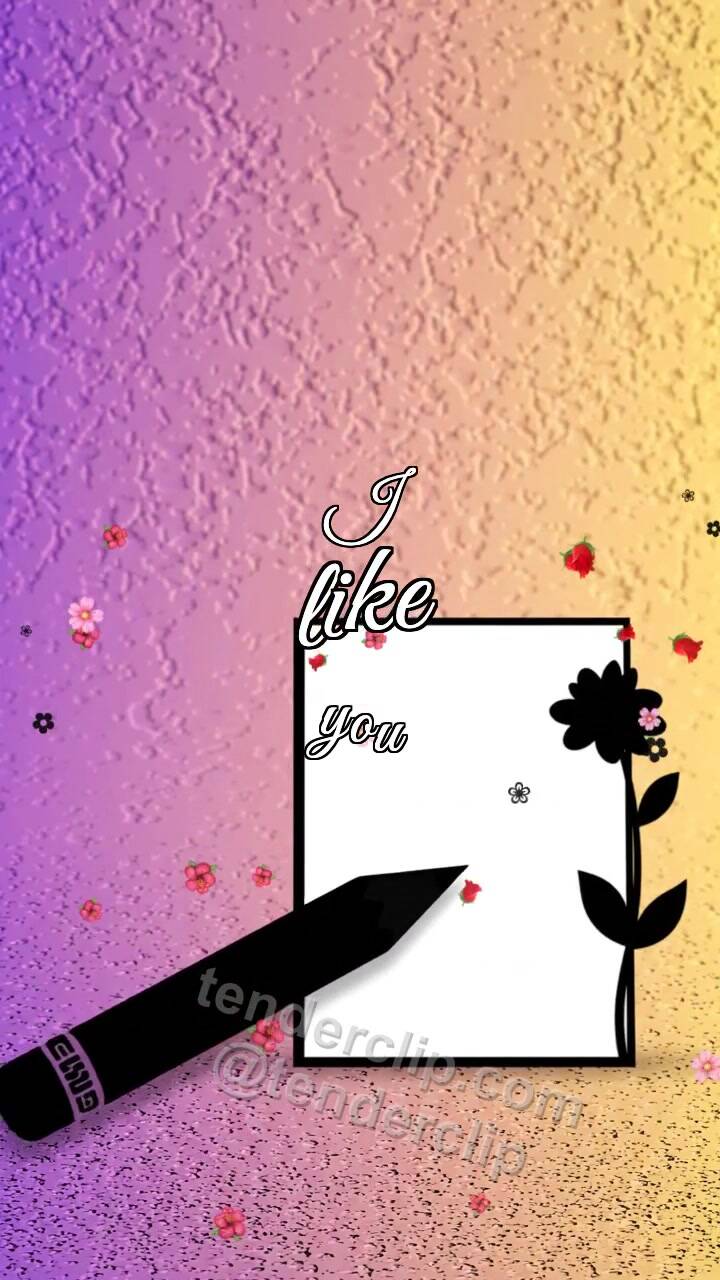 Animated greeting card about I like you: pencil hesitates near a blank card