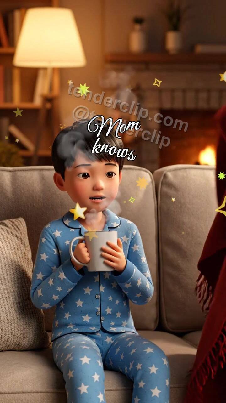 Animated greeting card about Mom knows: blanket arrives before the shiver