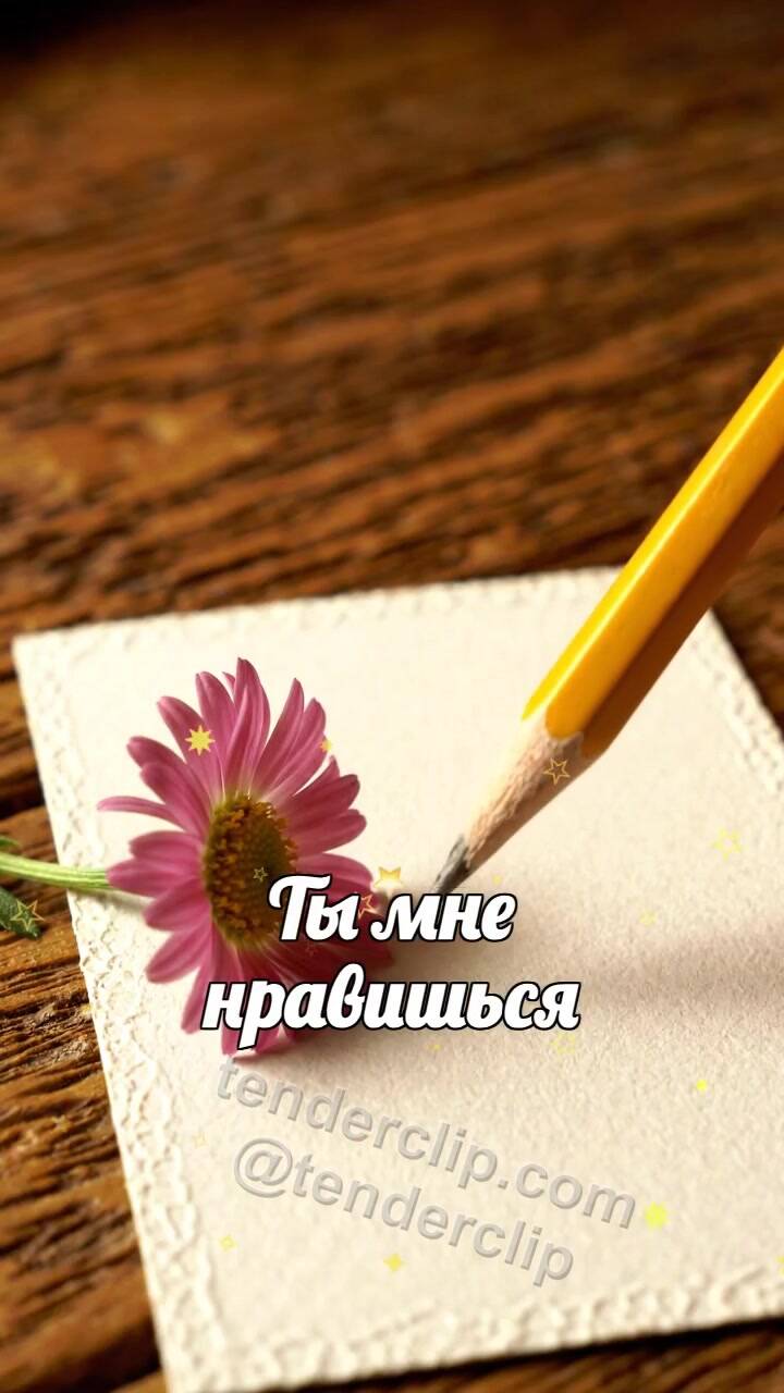Анимационная открытка на тему Ты мне нравишься: карандаш не решается коснуться открытки
