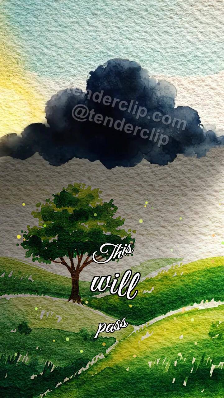 Animated greeting card about This will pass: cloud moves from sun